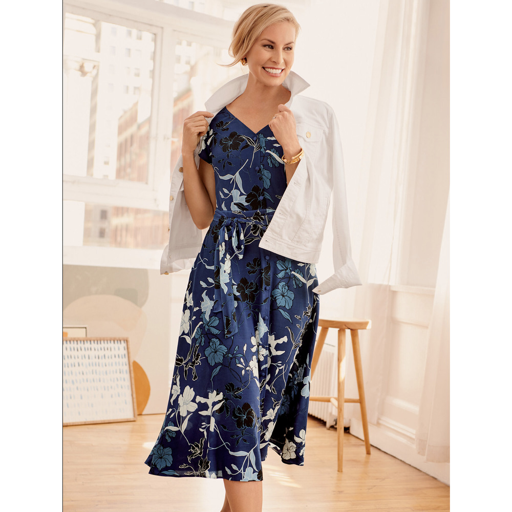 Talbots Blue Floral Midi Dress